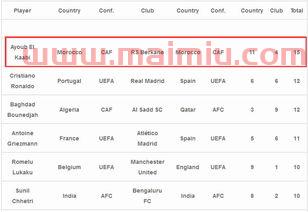 足球队队员进球数统计（足球个人总进球数排名）