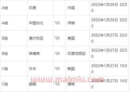 2022年足球比赛时间表