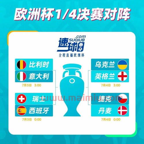 2021欧洲杯4强对阵表时间