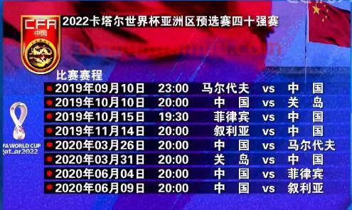 2022年世界杯预选赛中国队赛程直播